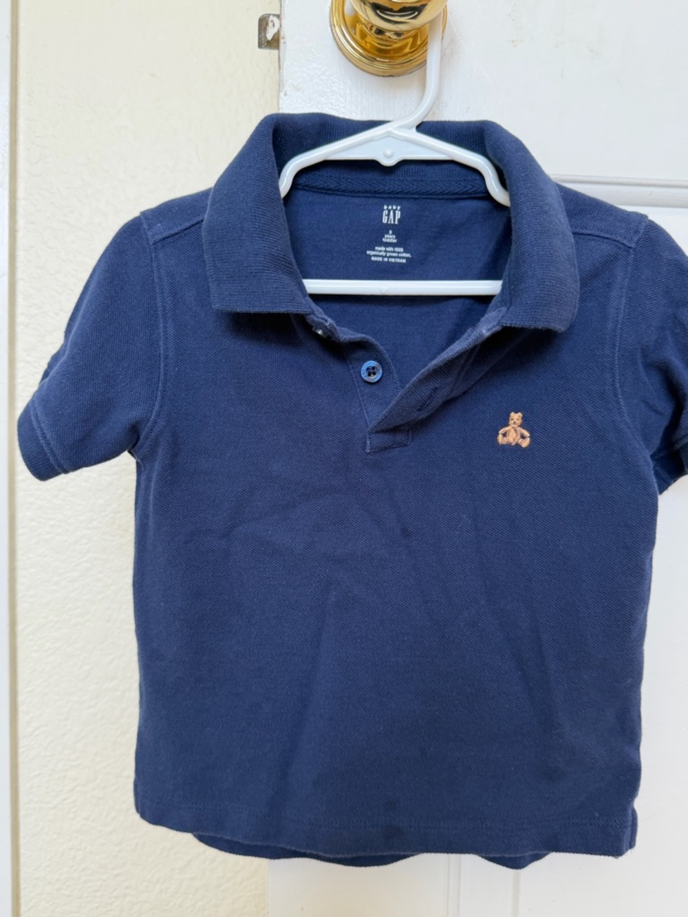 GAP Navy Polo with Small Tan Bear Patch